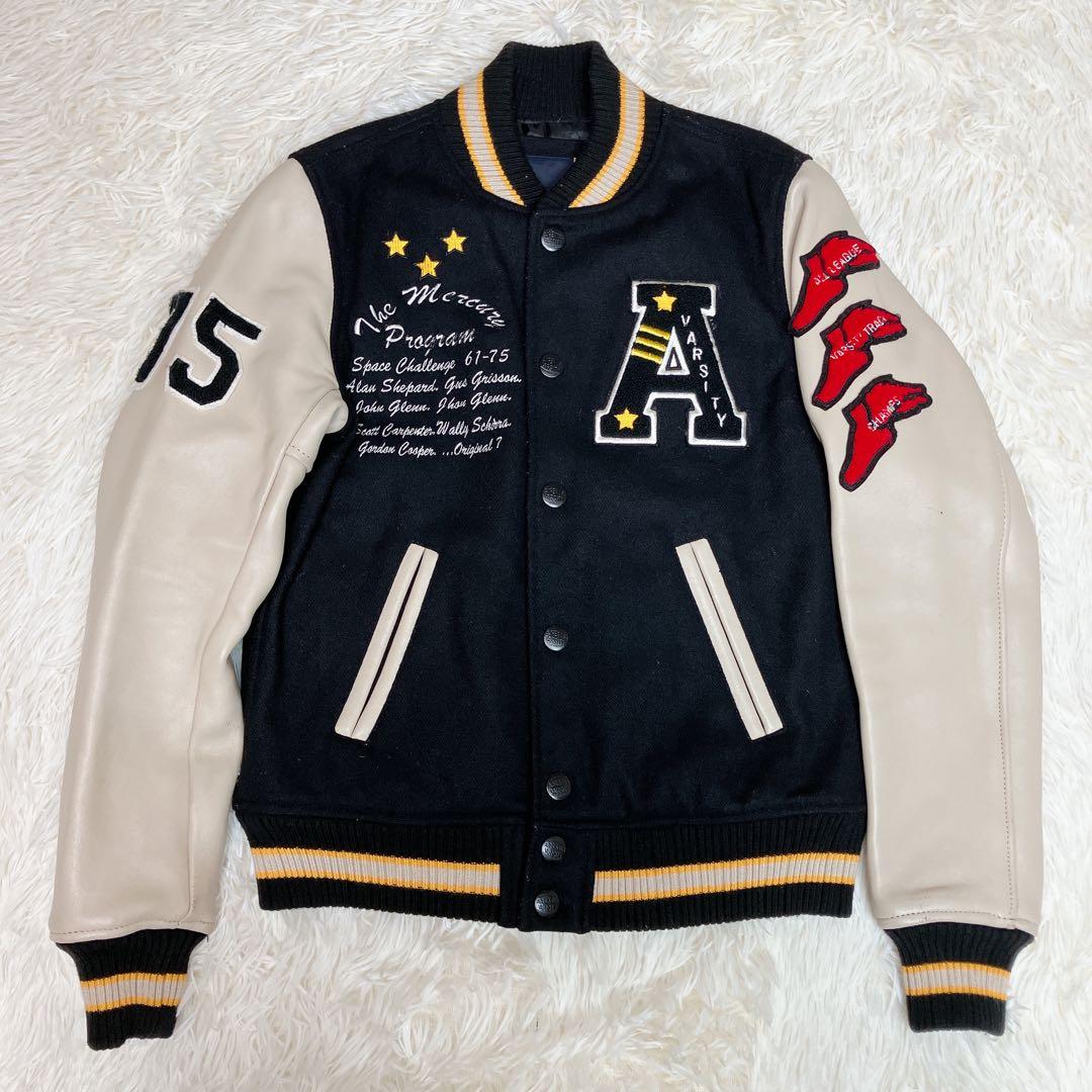 AVIREX スタジャン　レザー　羊革　ワッペン　刺繍　トラ　タイガー