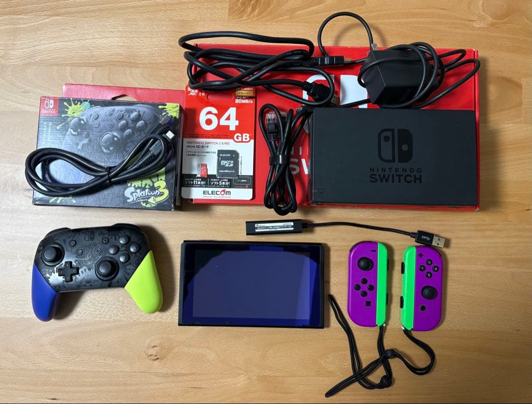 Switch本体 無印フルセット プロコンスプラ3 SDカード64GB