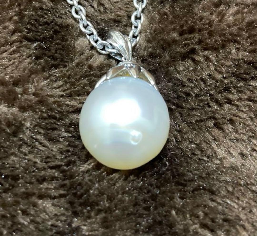 パール×プラチナ　ネックレス&ペンダントヘッド　超大粒　清楚　上品　未使用品