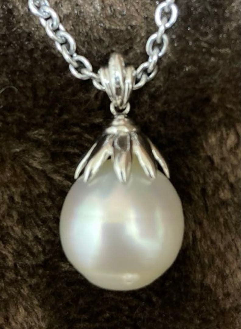 パール×プラチナ　ネックレス&ペンダントヘッド　超大粒　清楚　上品　未使用品