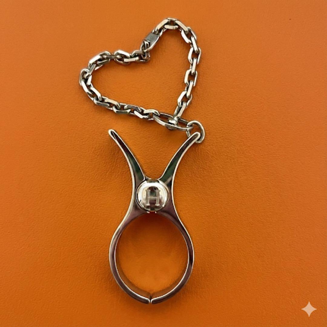 HERMES Hロゴ フィルー グローブホルダー 手袋フォルダー シルバー