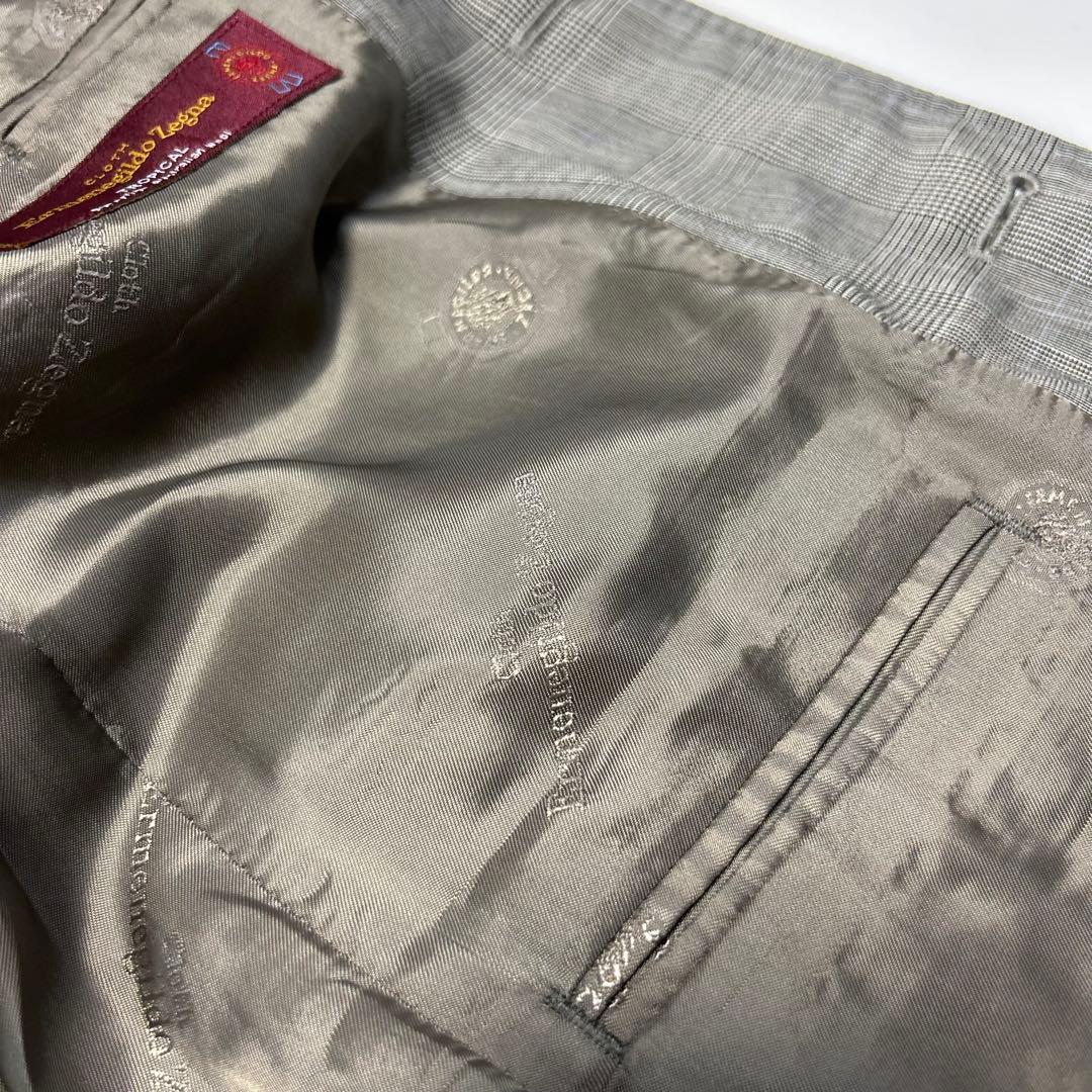 良品　ゼニアトロピカル　セットアップ グレー 通勤 M チェック　2B 定番