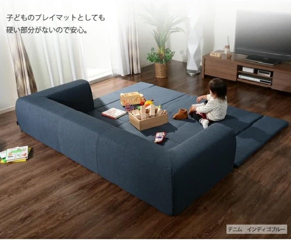 セルタン ローソファー Mサイズ カバーが洗える デニム調アッシュグレー