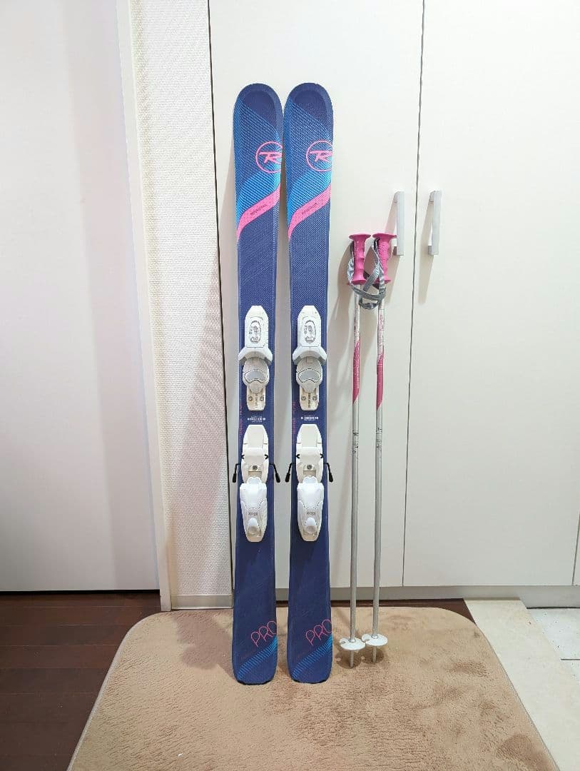 ロシニョール　ジュニア　スキー板 128㎝　ポール 84㎝　スキーケース付