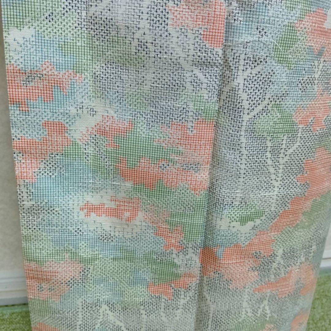 ほ*ん様 タ8879 未使用近い　美品　袷　紬　白紬　十日町紬系　小紋　正絹　フ