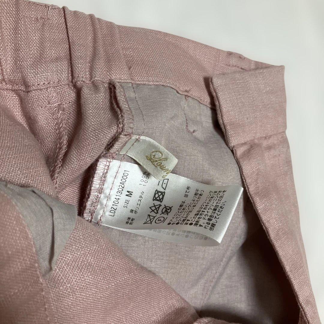 ラウンジドレス　完売　リネンパンツ　ピンク　リネンセミワイドパンツ　新品