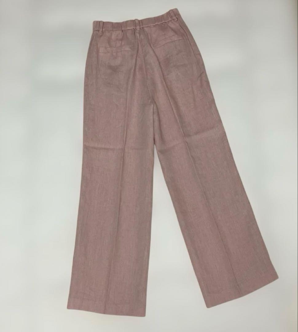 ラウンジドレス　完売　リネンパンツ　ピンク　リネンセミワイドパンツ　新品