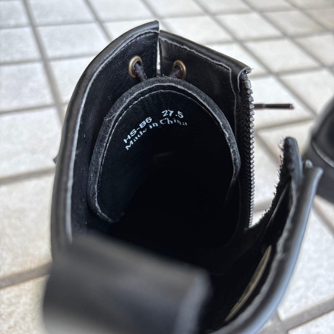 レザー ブラックブーツ ジッパー付き