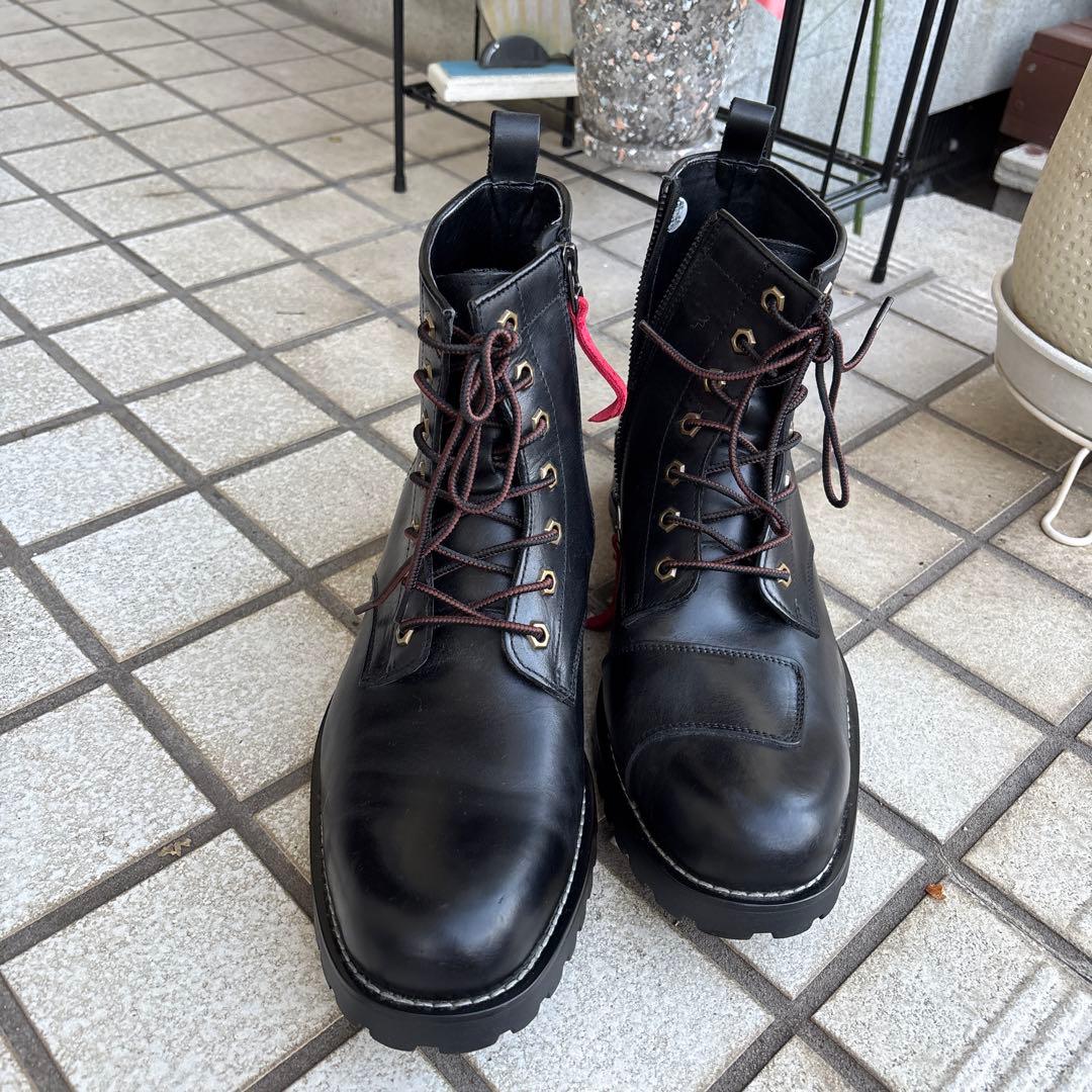 レザー ブラックブーツ ジッパー付き