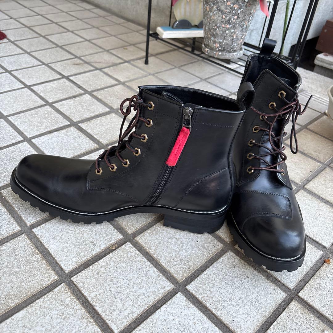 レザー ブラックブーツ ジッパー付き