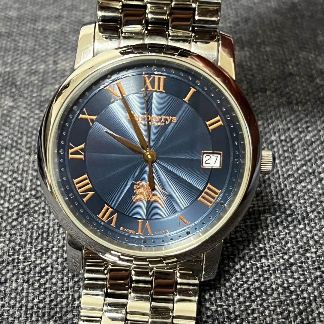 Burberry ダークブルー腕時計 ステンレス【電池交換済み】