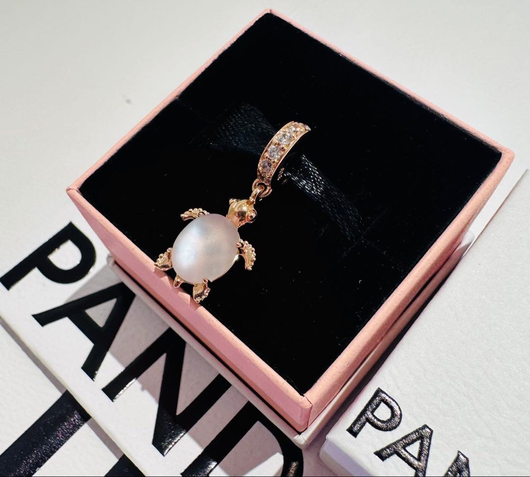 正規品 Pandora カメ14kローズゴールドのチャーム