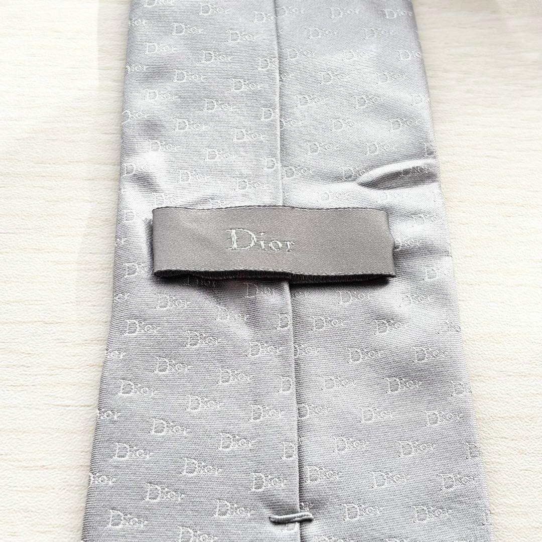 Dior homme ディオールオム ロゴ 総柄 グレー シルク ネクタイ