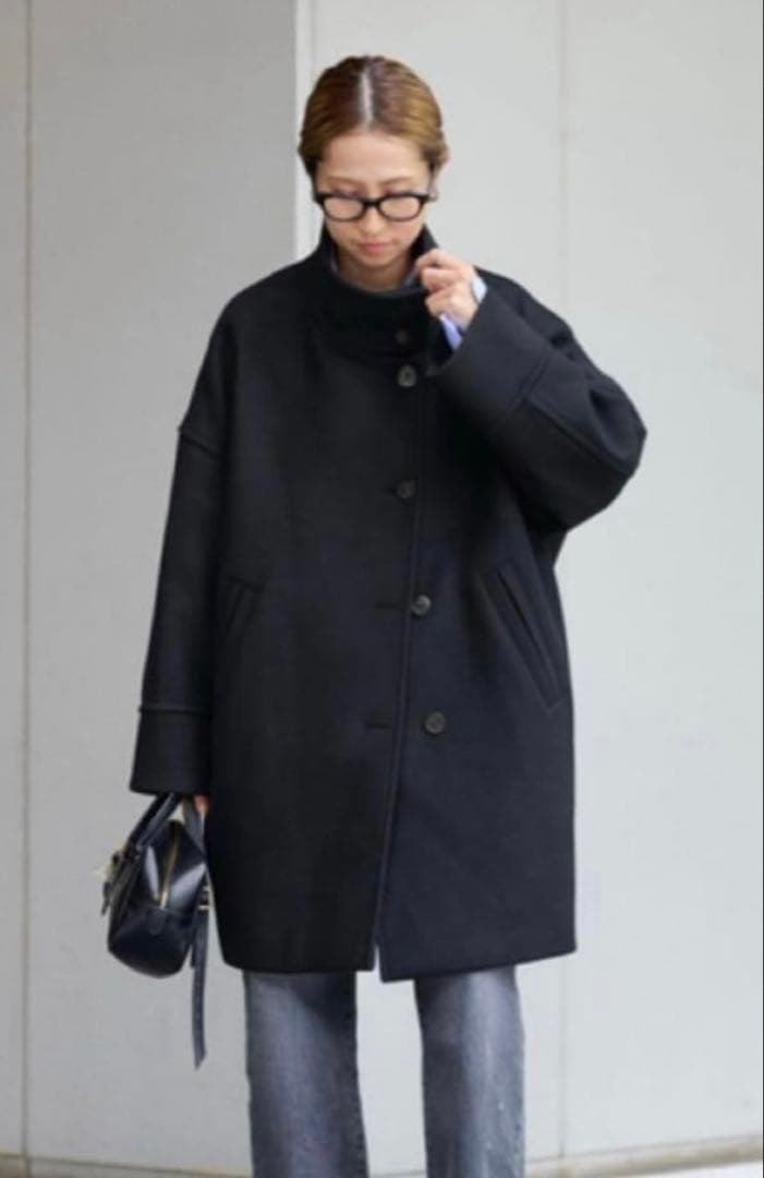 超美品です！！フレームワーク メルトンスタンドポンチョコートブラック36サイズ