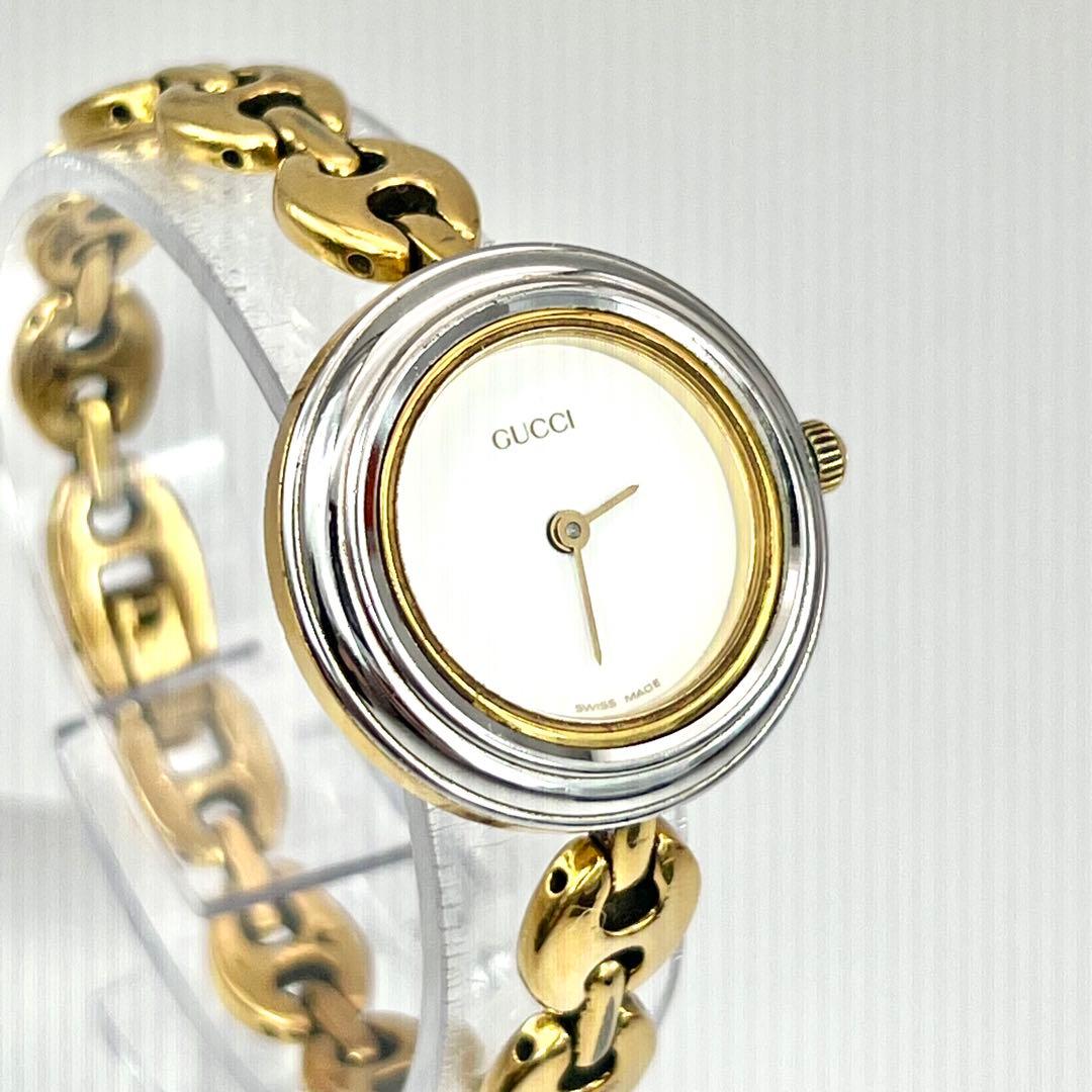 グッチ　チェンジベゼル　レディース　バングル　シルバー　腕時計　クォーツ　付属品