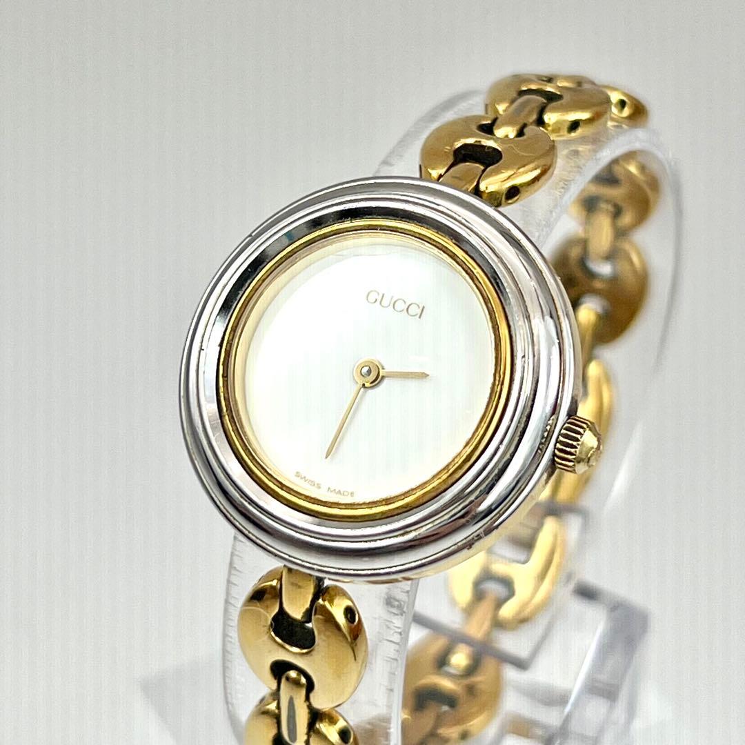 グッチ　チェンジベゼル　レディース　バングル　シルバー　腕時計　クォーツ　付属品