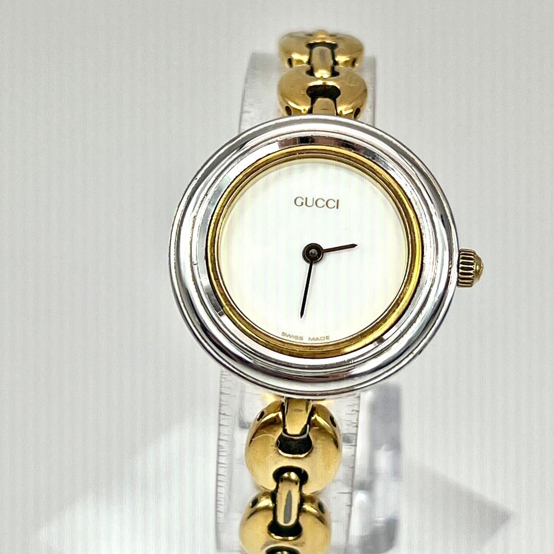 グッチ　チェンジベゼル　レディース　バングル　シルバー　腕時計　クォーツ　付属品