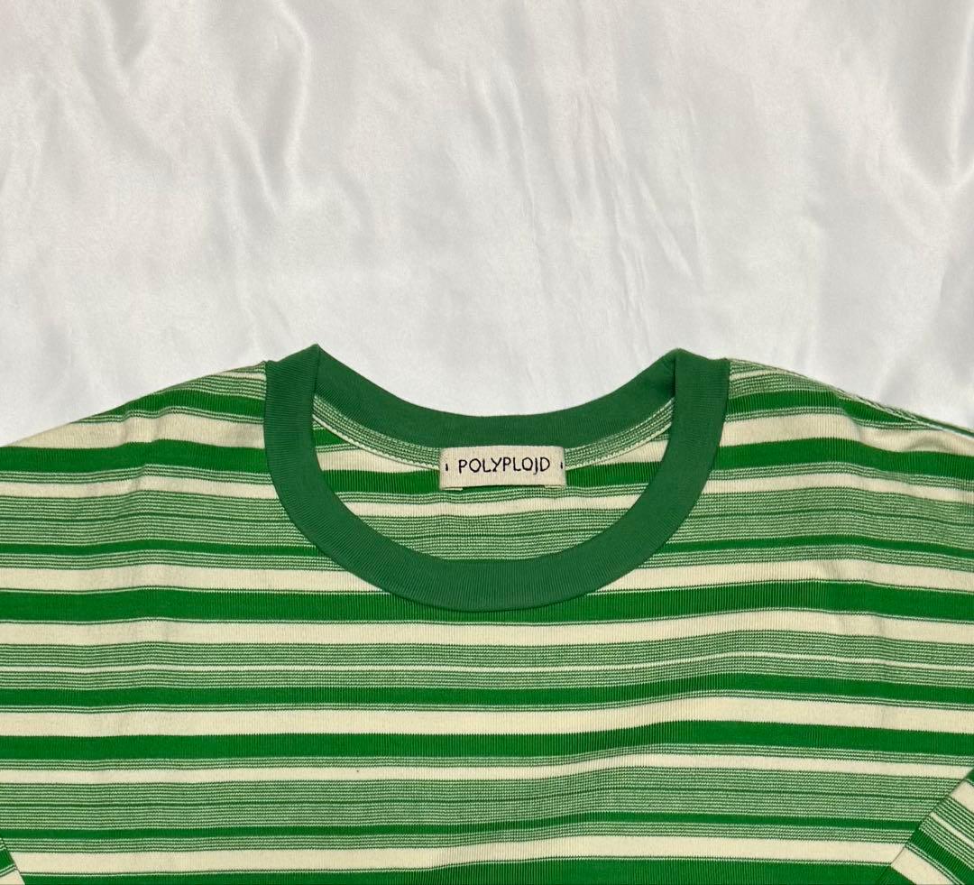 POLYPLOIDポリプロイドグリーンストライプ 長袖カットソー ロングスリーブ