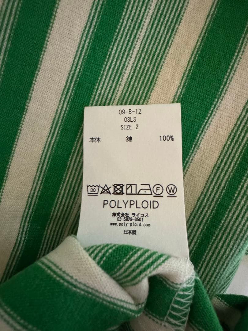 POLYPLOIDポリプロイドグリーンストライプ 長袖カットソー ロングスリーブ