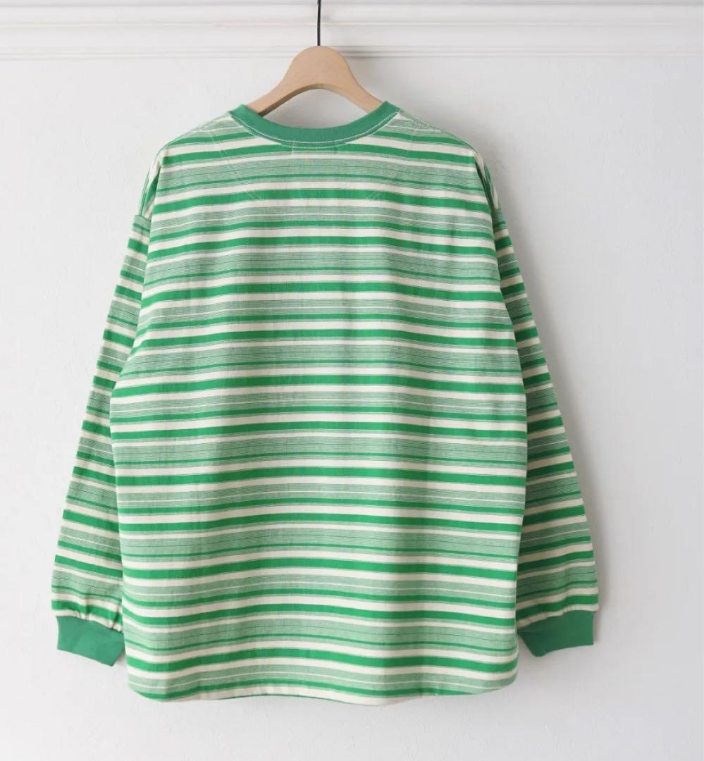 POLYPLOIDポリプロイドグリーンストライプ 長袖カットソー ロングスリーブ
