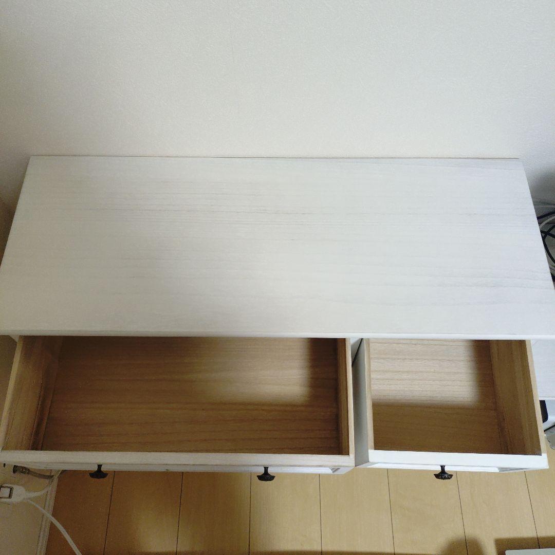 ホワイト木製ローチェスト 6引き出し