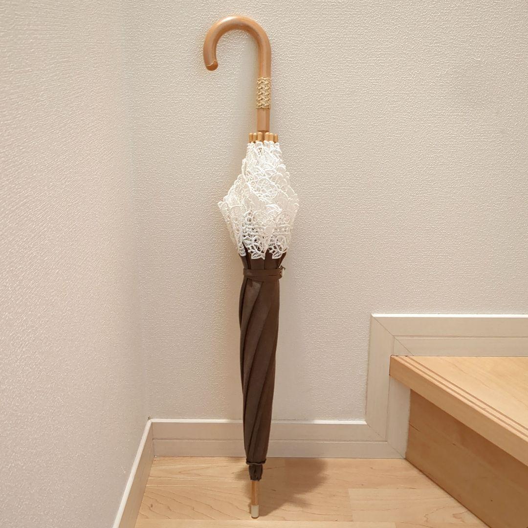 ★美品 近沢 レース日傘 ブラウン高級傘