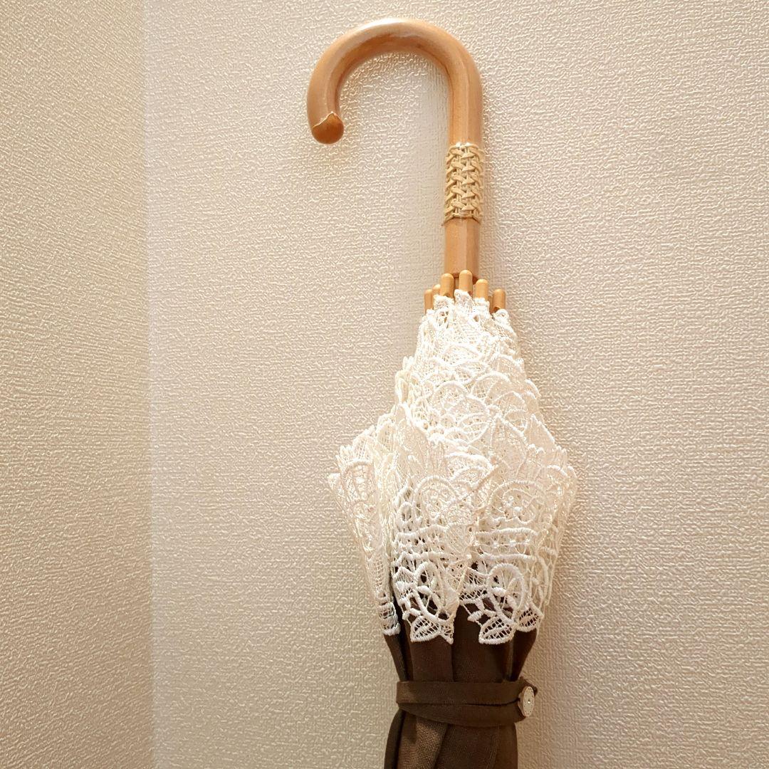 ★美品 近沢 レース日傘 ブラウン高級傘