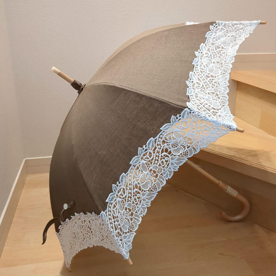 ★美品 近沢 レース日傘 ブラウン高級傘
