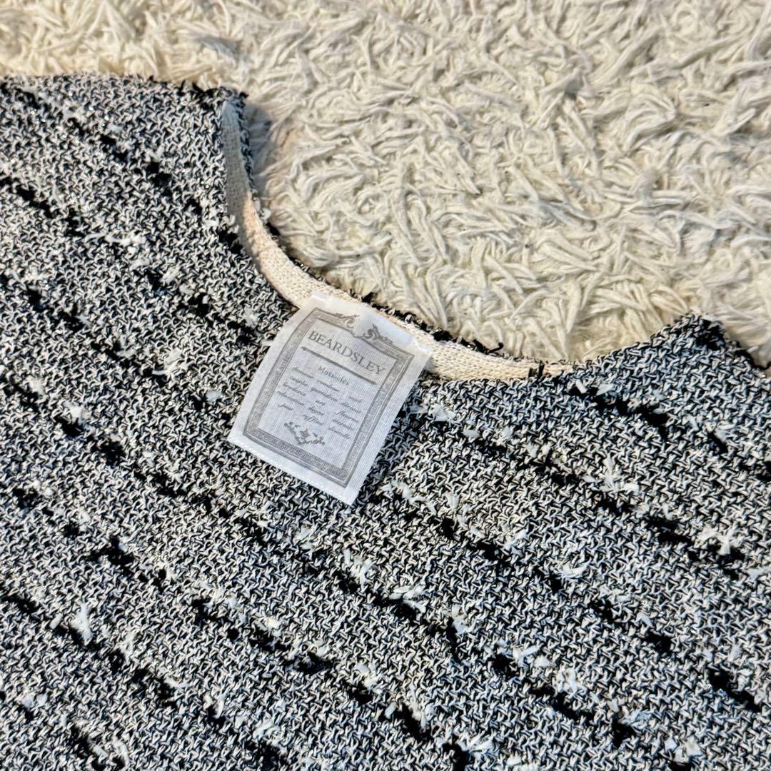 【美品 25SS】ビアズリー　ツイード　ニット　ベスト　ポンチョ　フリーサイズ