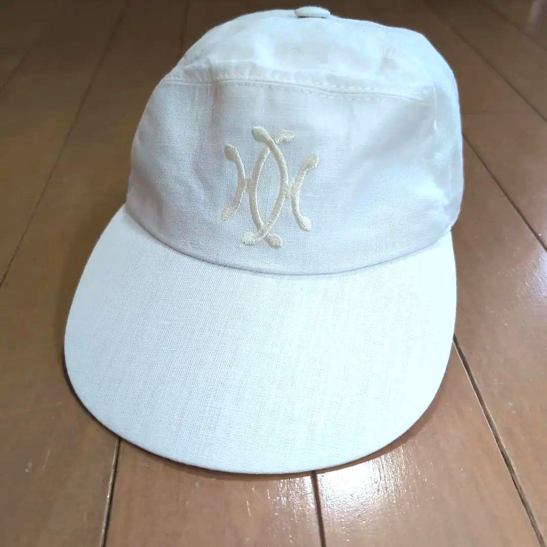 雰囲気抜群 HERMES リネンキャップ 白 58 フランス製 d63