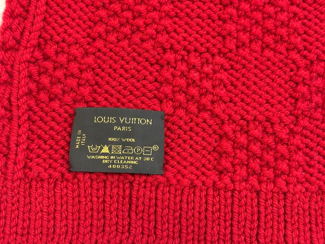 ルイ・ヴィトン マフラー エシャルプ・コンスタンス ウール 赤