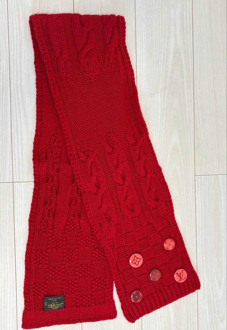 ルイ・ヴィトン マフラー エシャルプ・コンスタンス ウール 赤