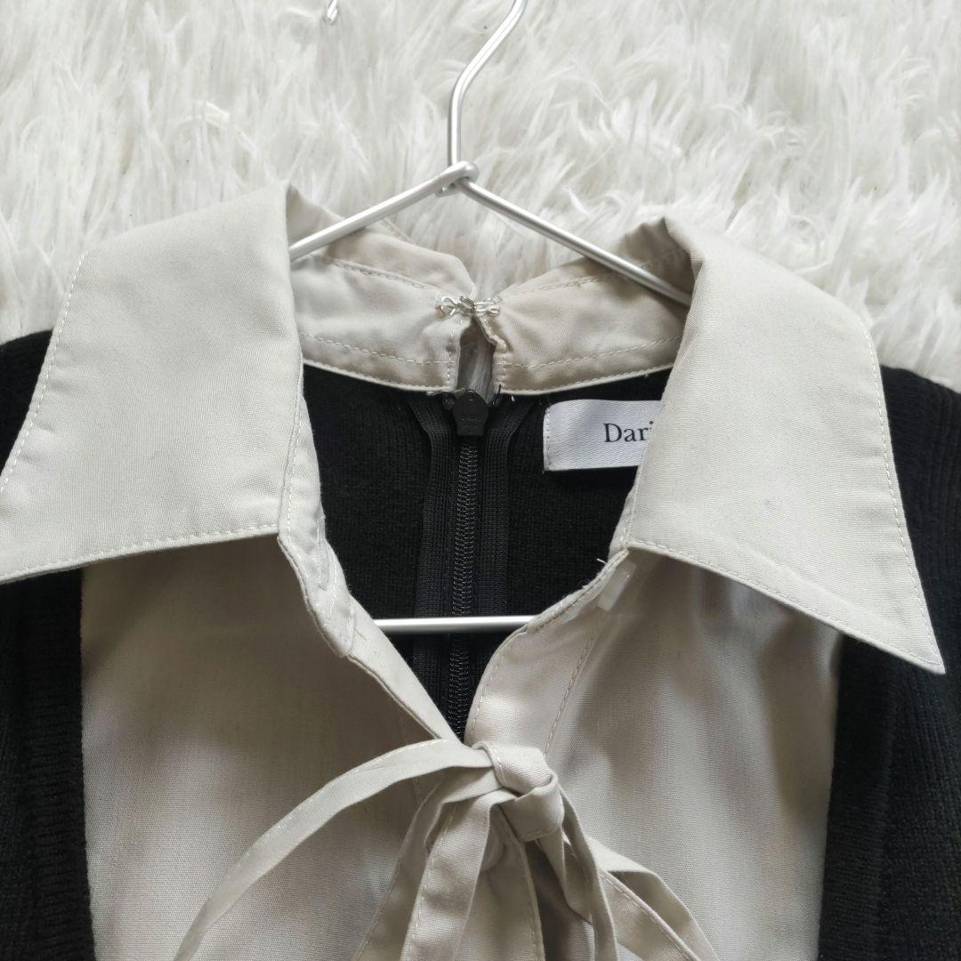 Darich ダーリッチ シャツドッキングプリーツミニワンピース ブラック