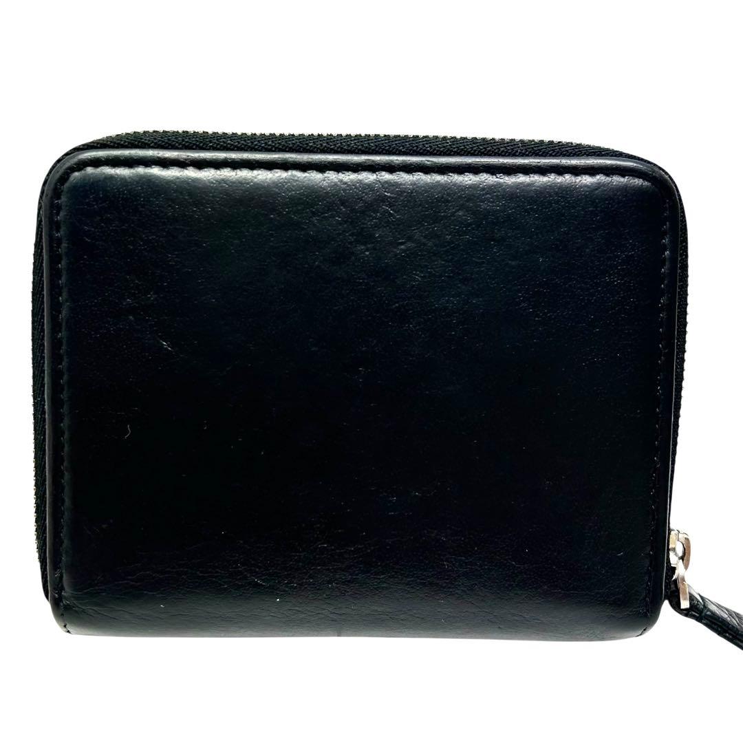 バレンシアガ 二つ折り財布 エブリデイ ロゴ ファスナー レザー ブラック　黒