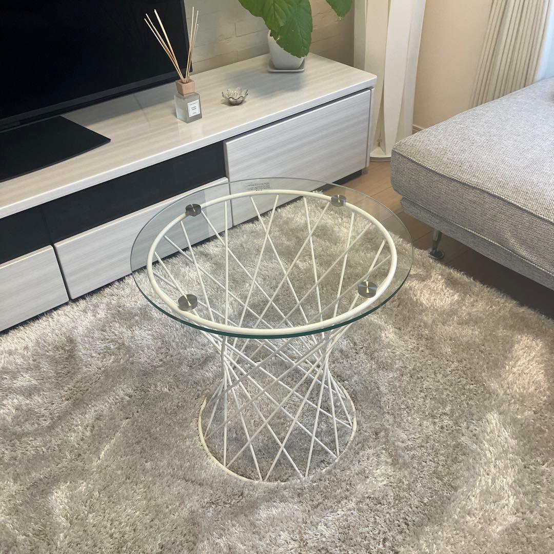 Franc Franc マーリアサイドテーブル (クリア×ホワイト)