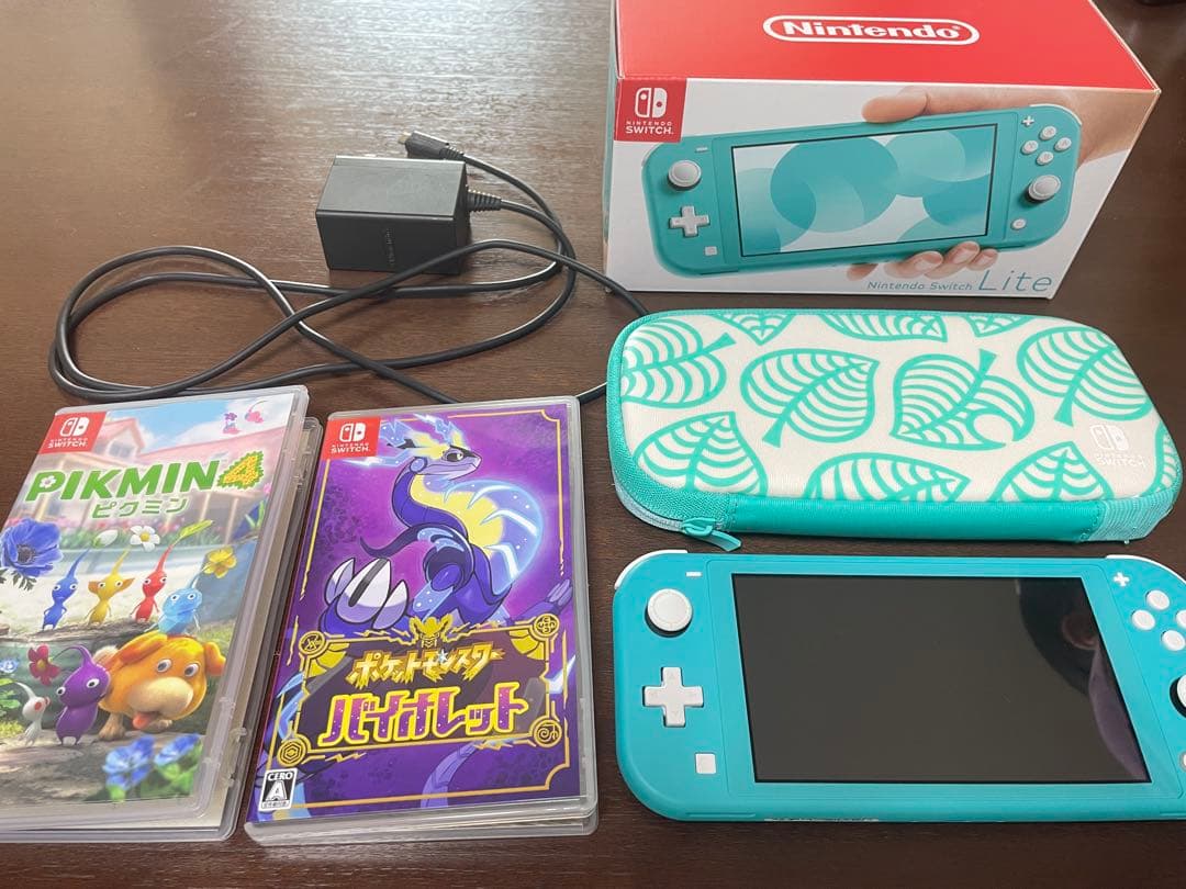 Switch Liteターコイズ(ケース、ポケモンバイオレット、ピクミンセット)