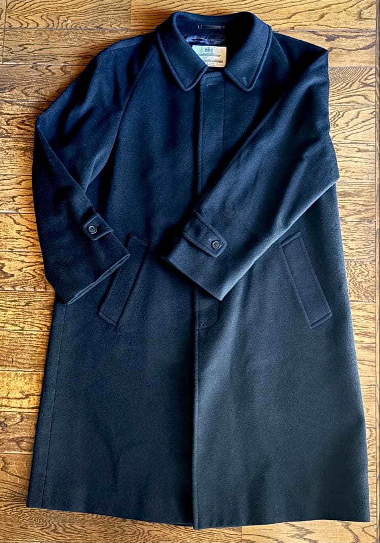Aquascutum メンズ カシミヤコート 黒 LL 英国製