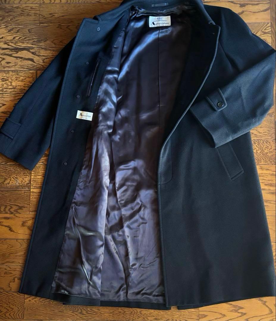 Aquascutum メンズ カシミヤコート 黒 LL 英国製