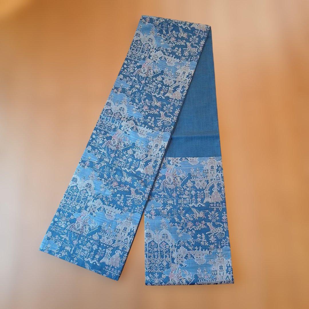 メルヘンなブルーの袋帯(青・六通)