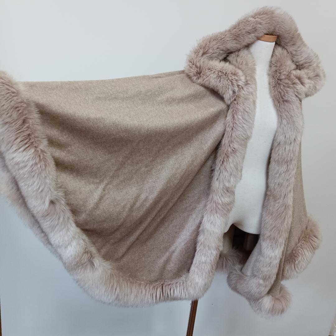 PIACENZA リアルファー ケープ クローク ブルーフォックス 毛皮