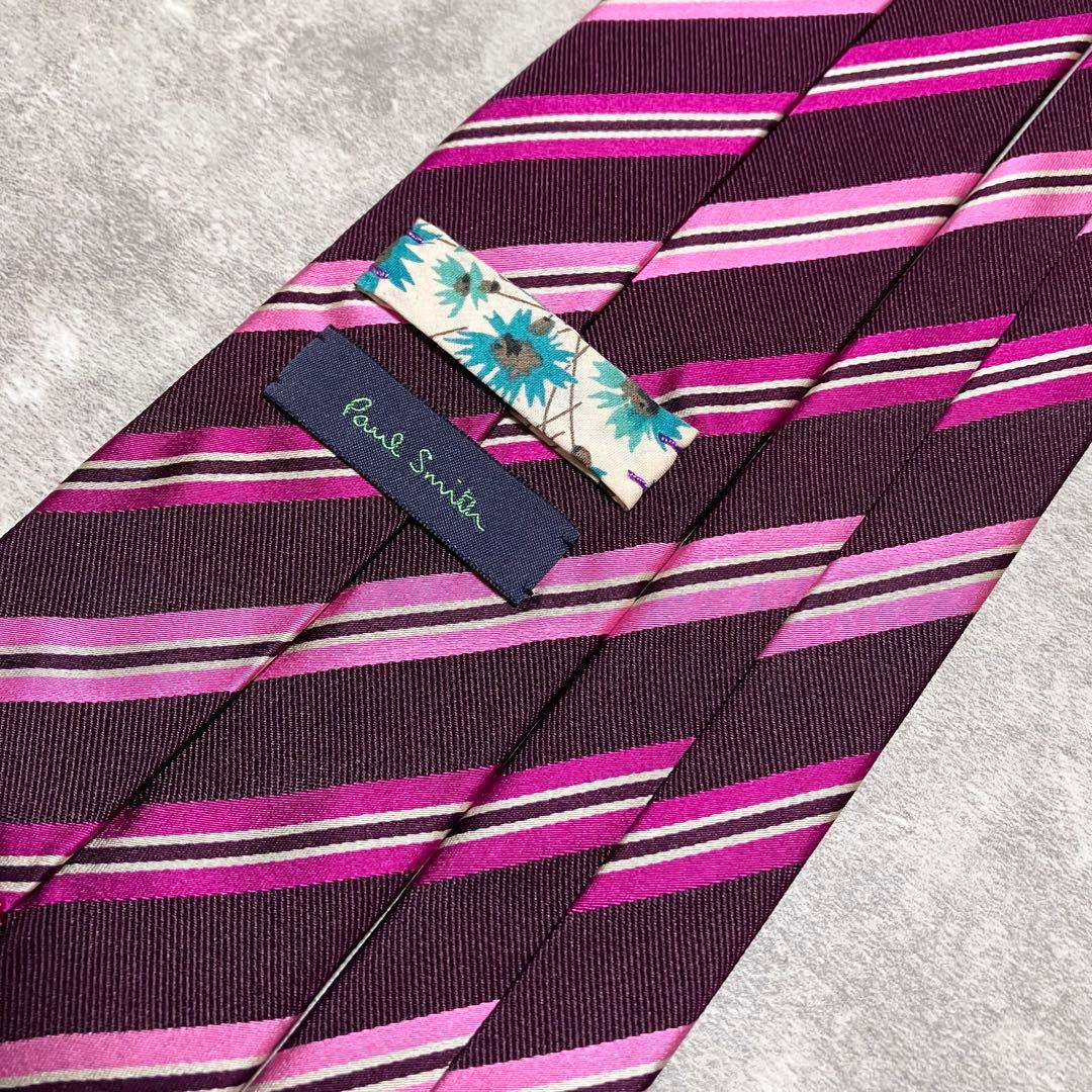 未使用に近い　ポールスミス　ネクタイ　レジメンタル　ストライプ　日本製　シルク