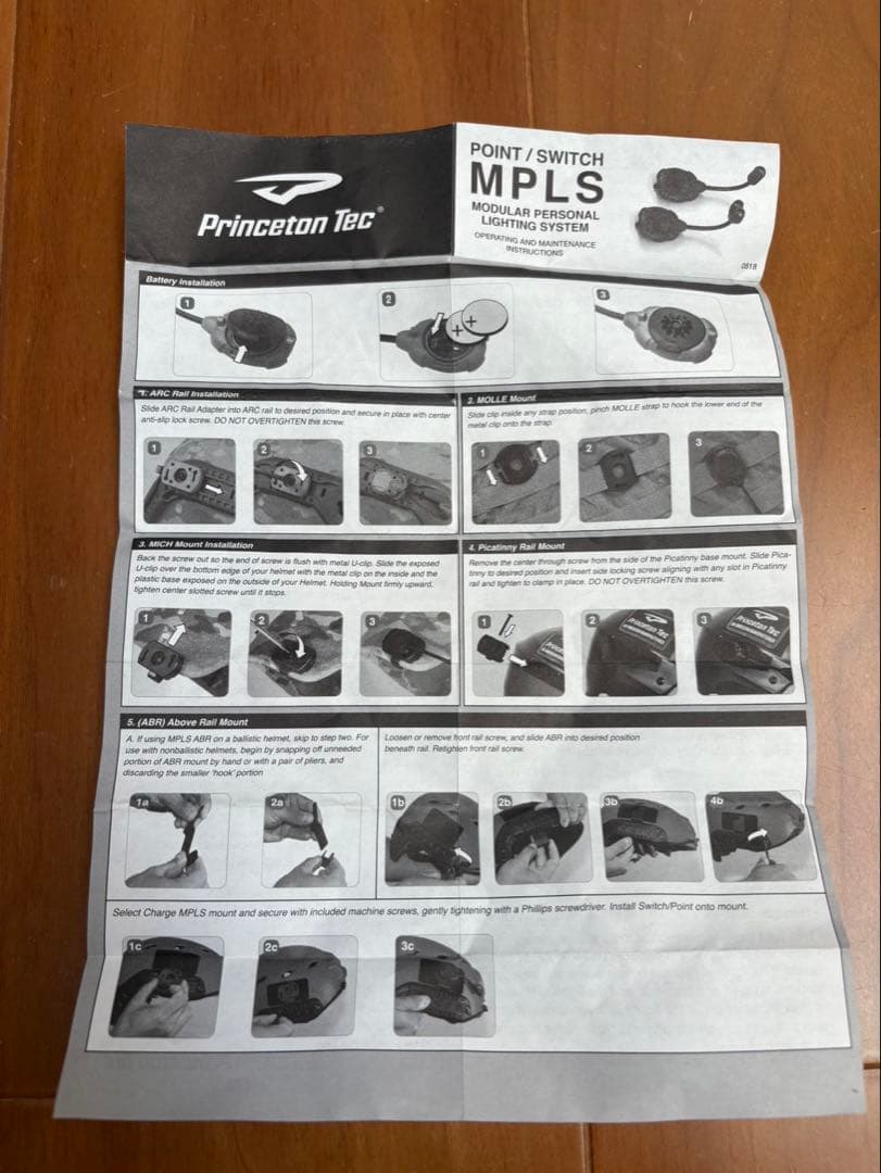 ミリタリー　Princeton Tec ヘルメットライト　マップライト
