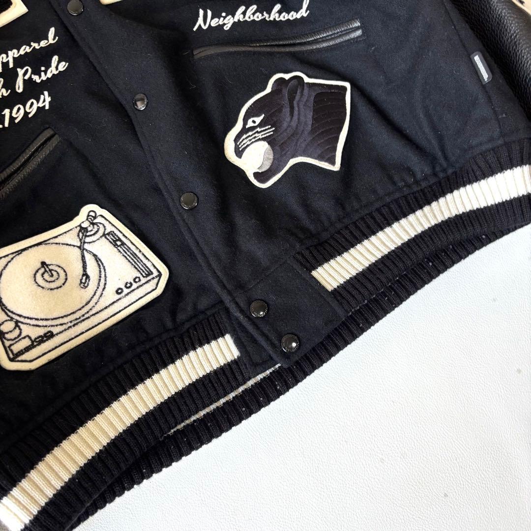 【美品/22AW】ネイバーフッド スタジャン JK.WO メルトンウール レザー