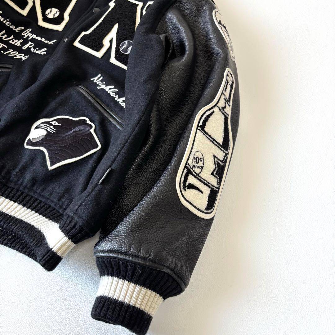 【美品/22AW】ネイバーフッド スタジャン JK.WO メルトンウール レザー