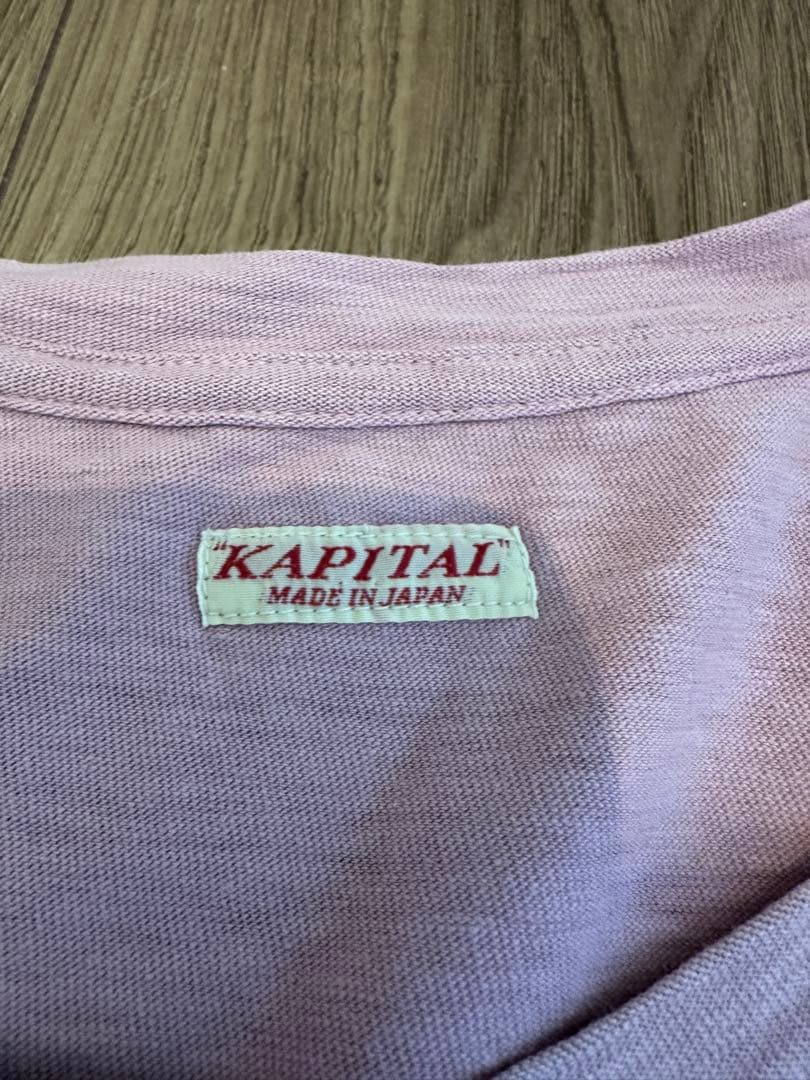 KAPITÁL パッチワークデザイン 長袖Tシャツ ピンク