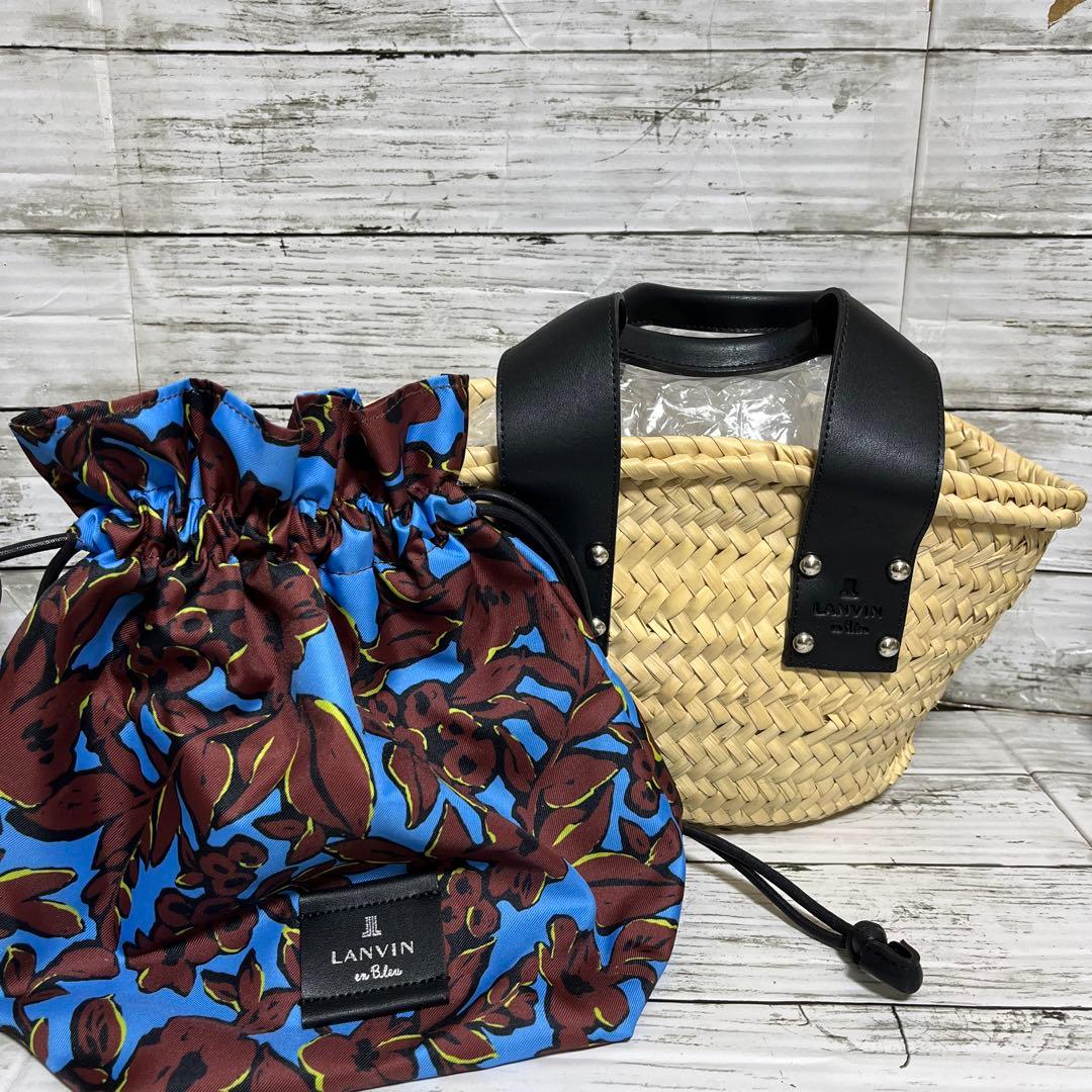 なつび　新品　ランバンオンブルー　 かごバッグ 巾着型　定価26400円