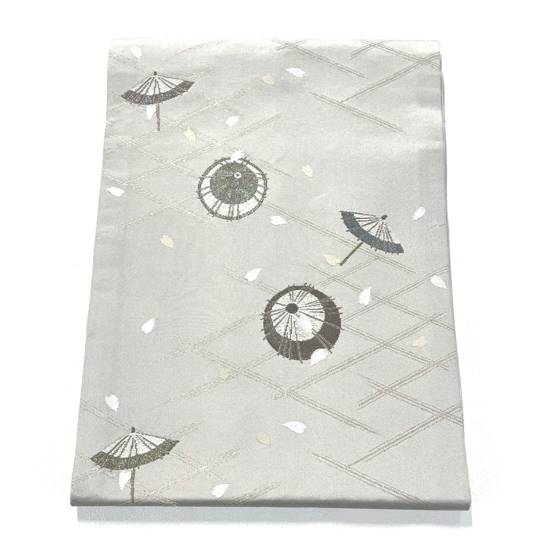 専用帯6031 ●歌舞伎役者 坂東三津五郎 高級 正絹 名古屋仕立て名古屋帯番傘