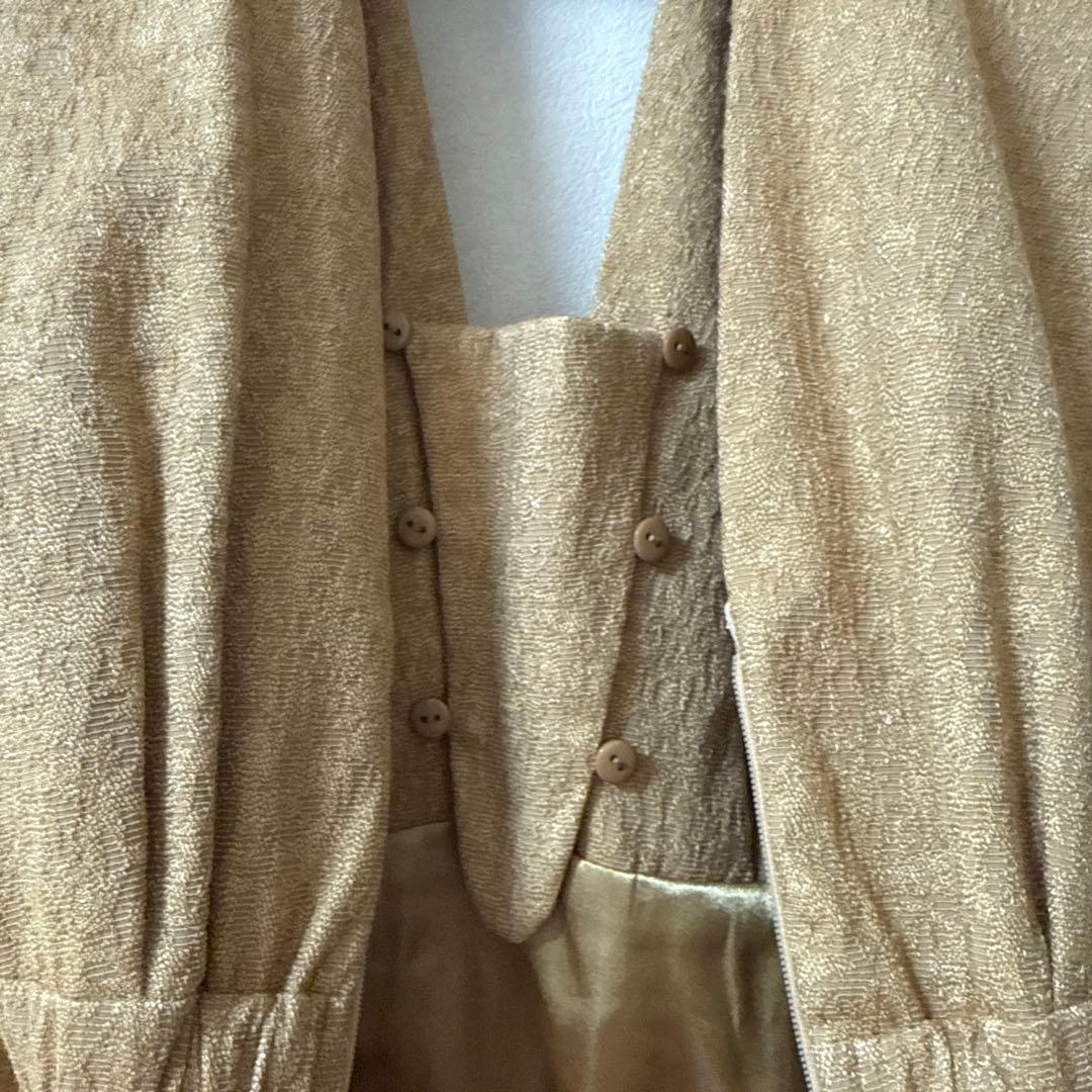 イエロードレス・ブラウスセット 結婚式参列1度着用 美品、ヨレなし、しっかり生地