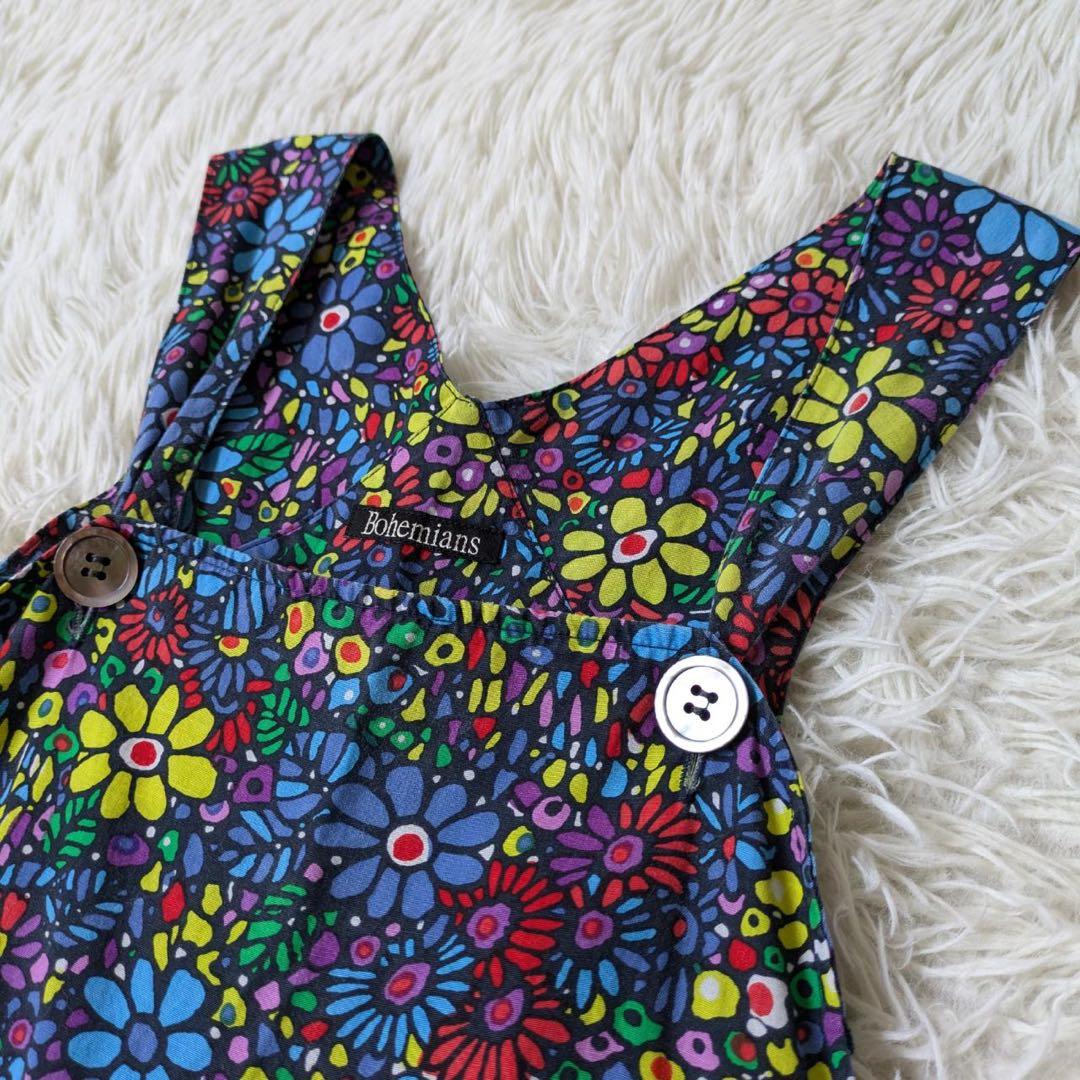 Bohemians/ボヘミアンズ　モザイクフラワーサロペット　サイズM 日本製