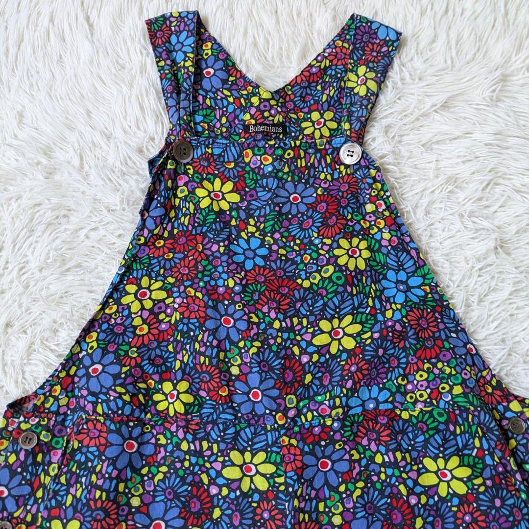 Bohemians/ボヘミアンズ　モザイクフラワーサロペット　サイズM 日本製